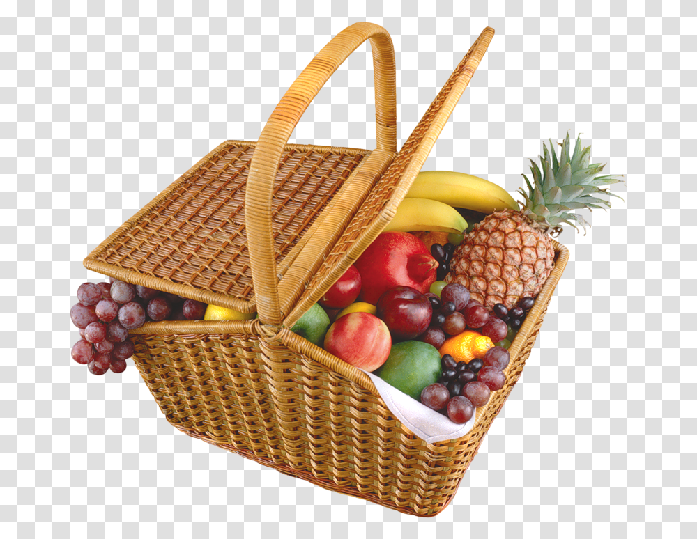 Fruits Basket Picnic Basket In, Apple, Plant, Food, Shopping Basket Transparent Png