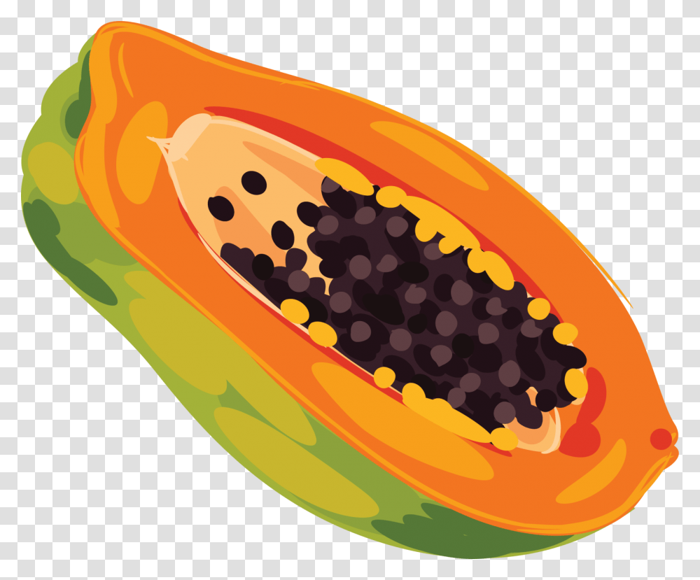 Fruits Black And White Clipart Papaya Clip Art Of Papaya, Plant, Food Transparent Png