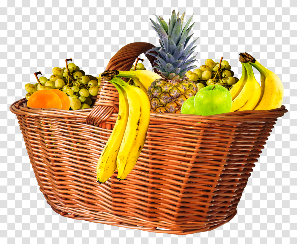 Fruits In Basket, Plant, Banana, Food, Pineapple Transparent Png
