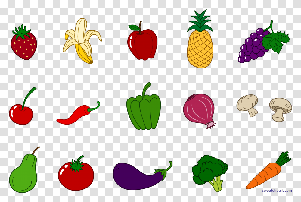 Fruits Veggies Set Clip Art Transparent Png