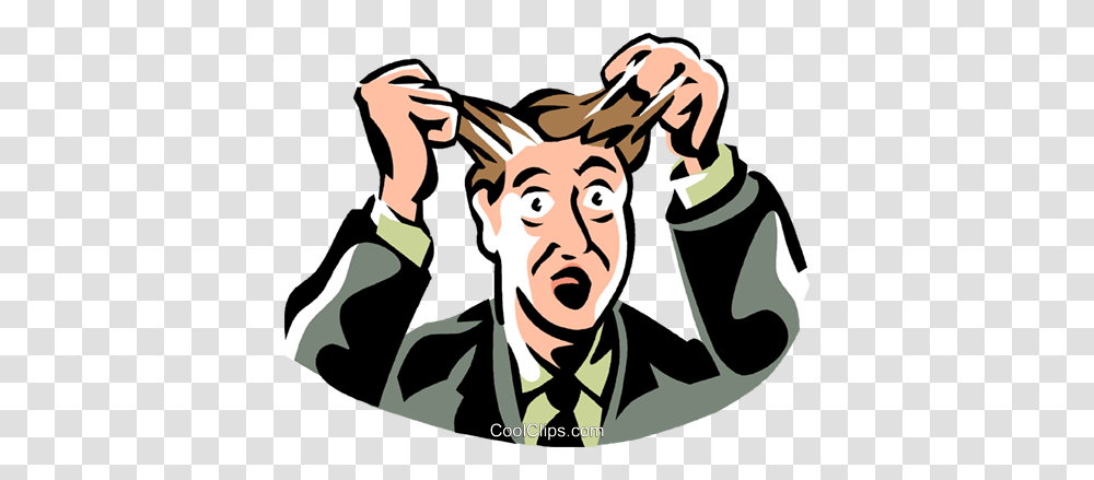 Frustrated Man Pulling Out His Hair Royalty Free Vector Clip Art, Person, Human, Performer, Face Transparent Png