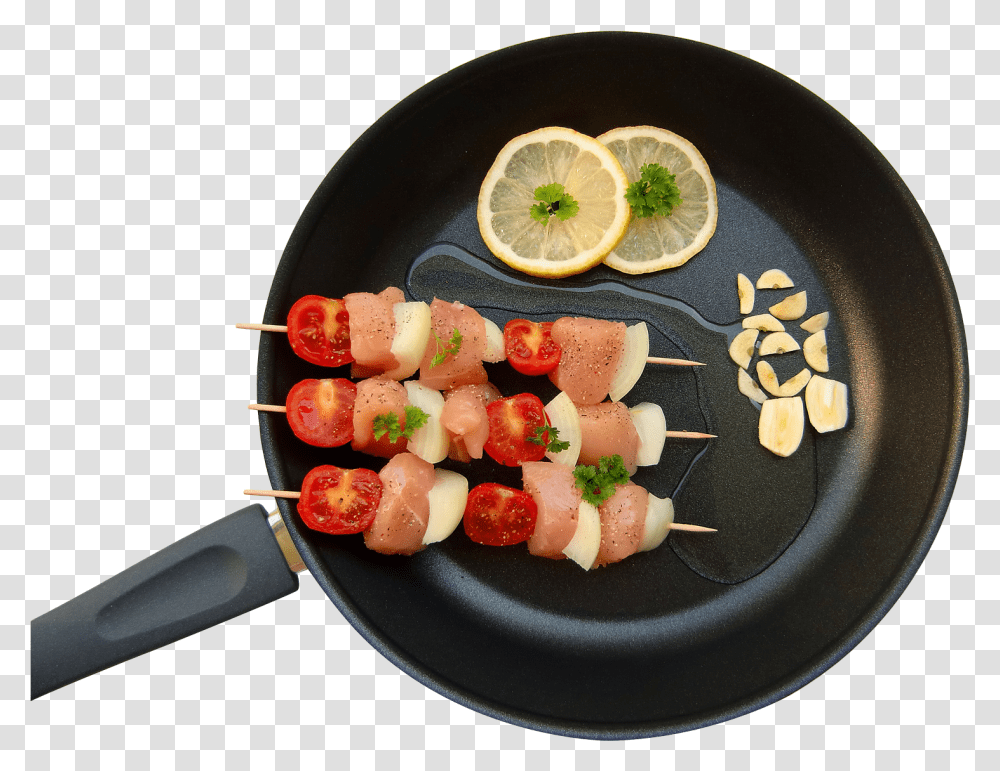 Frying Pan With Food, Pork, Dish, Meal, Plant Transparent Png