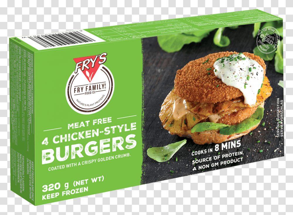 Frys Chicken Style Burger, Food, Advertisement, Poster, Flyer Transparent Png