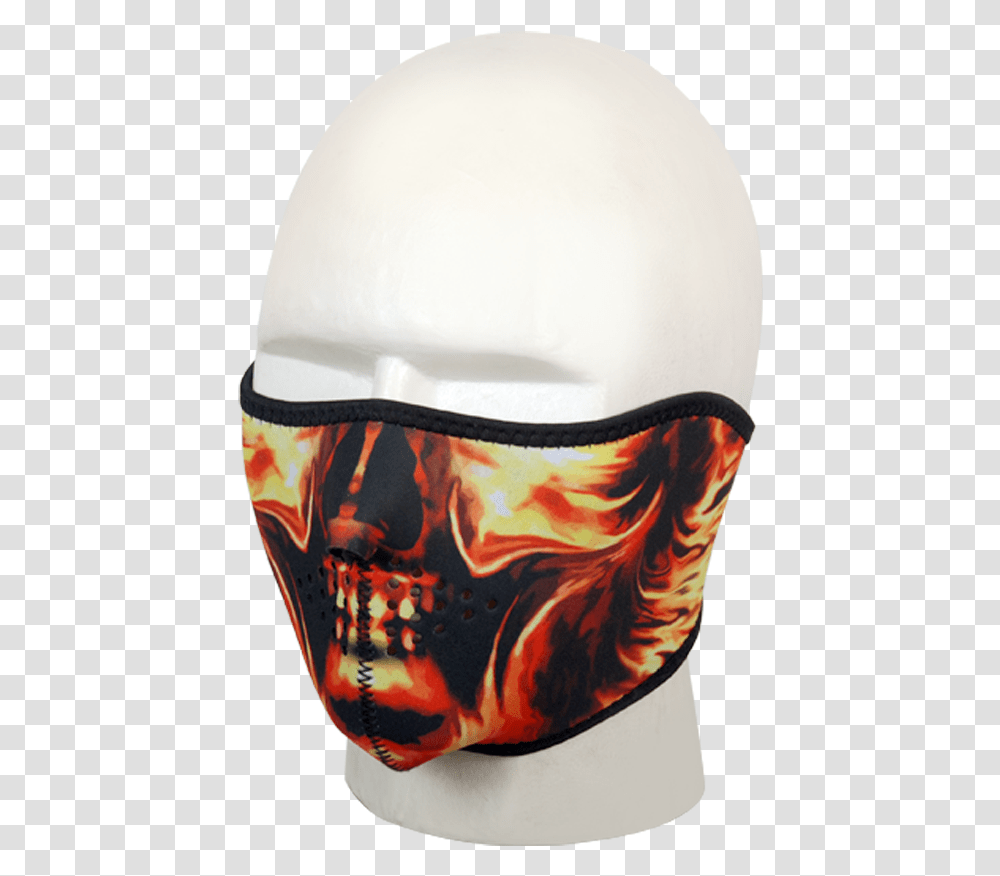 Fs Half Face Mask As A Flaming Skull Reversible Skull, Helmet, Hat, Crash Helmet Transparent Png