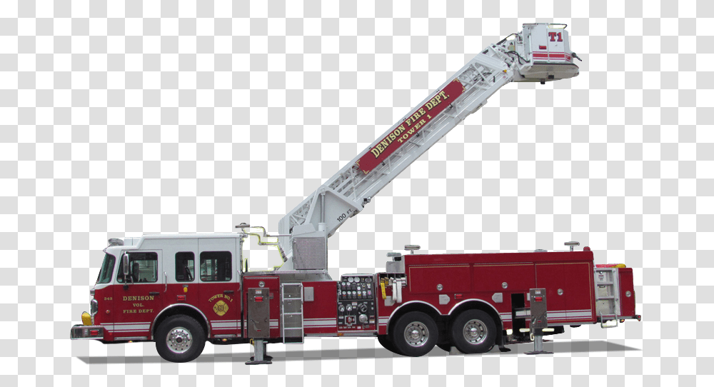 Ft Mid Mount Ladder Truck, Fire Truck, Vehicle, Transportation, Construction Crane Transparent Png