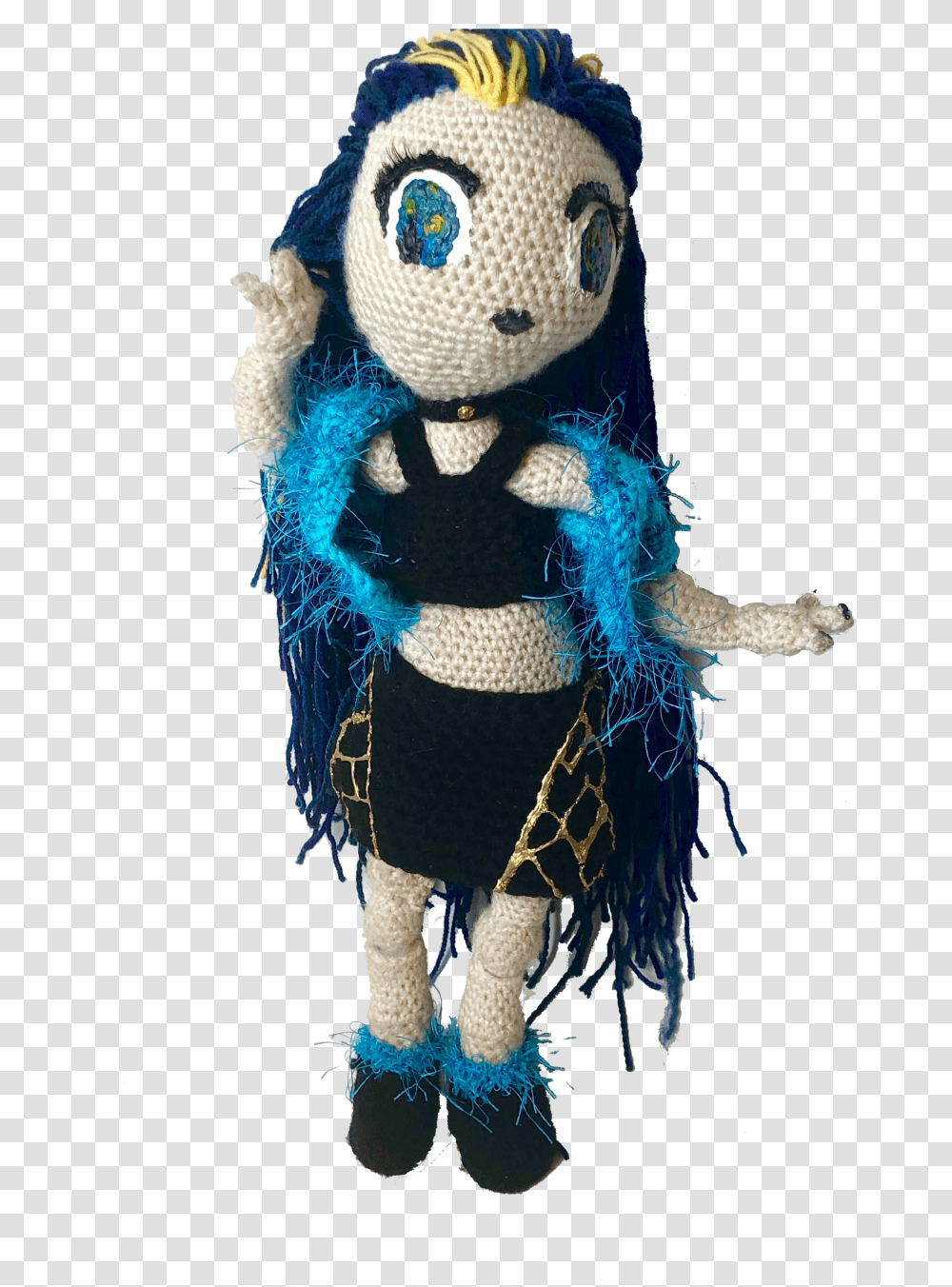 Ft Tall Chibi Punk Girl Crochet Doll Knit Fashion Pastel Goth Plush Anime Transparent Png