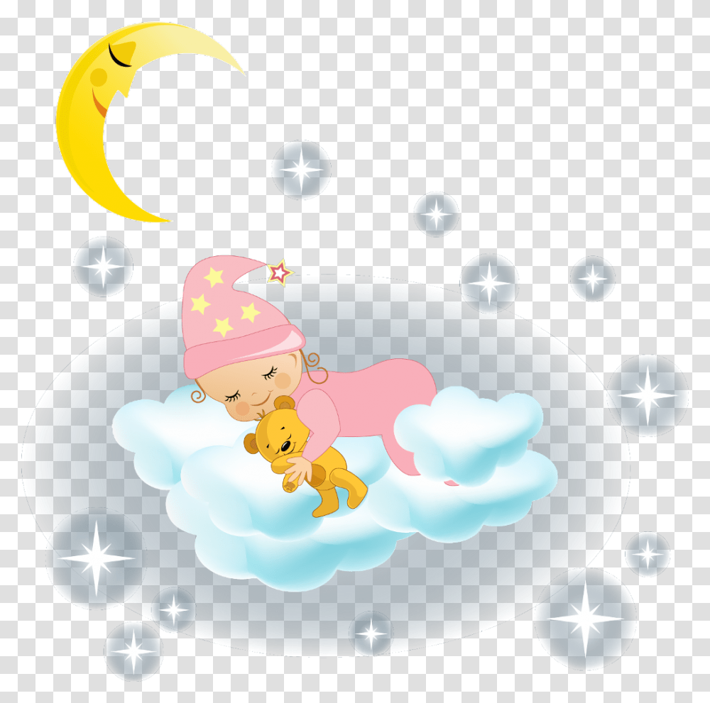 Ftestickers Baby Clouds Star Sleeping Dreaming Cute Sleeping Baby Girl Clipart, Sphere, Outdoors, Elf Transparent Png
