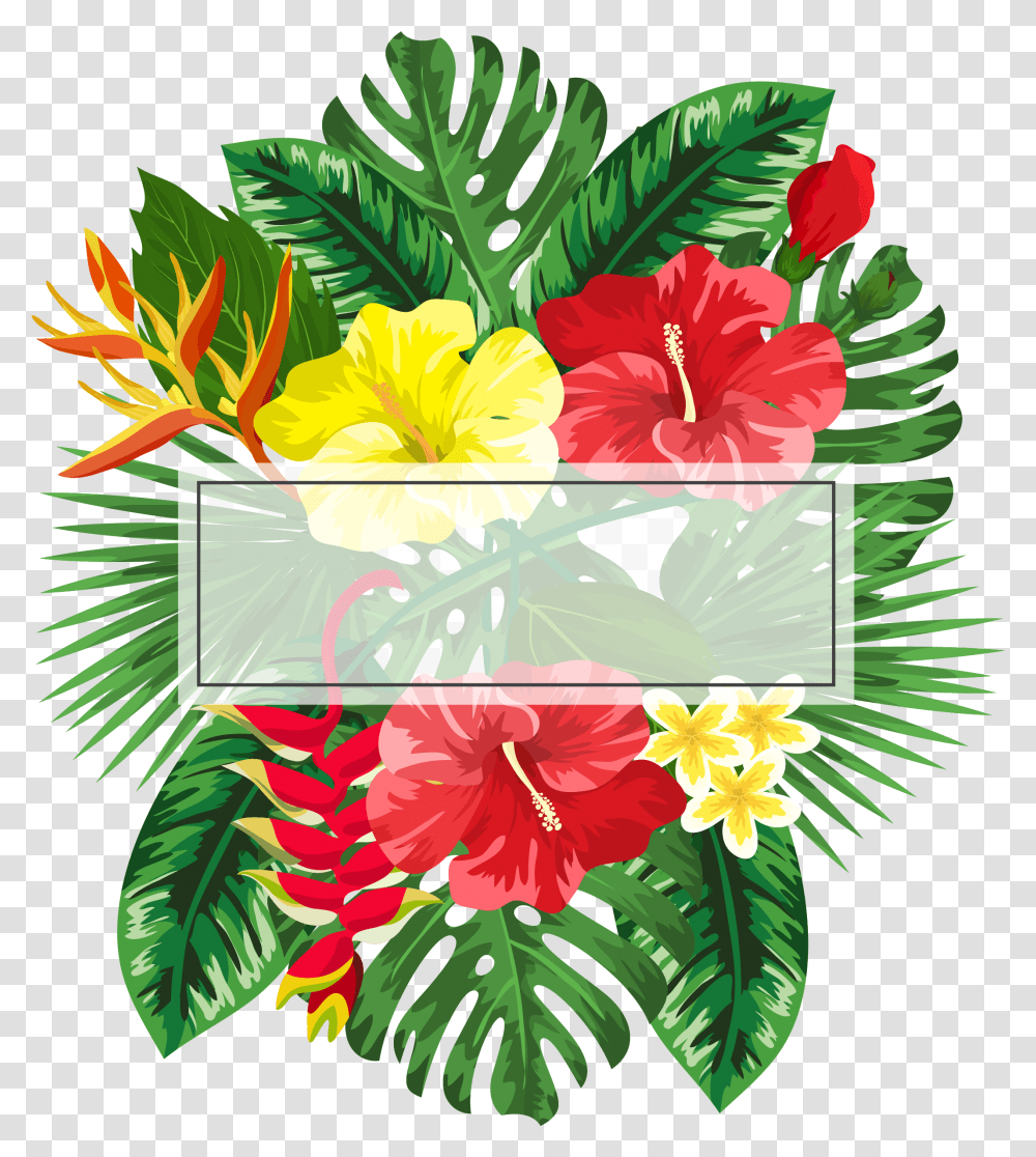 Ftestickers Background Frame Flowers Tropical Flower Tropical Frame, Plant, Floral Design Transparent Png