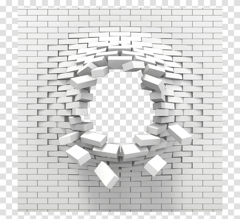 Ftestickers Background Wall Brick Hole White Brick Wall Blowing Up, Staircase Transparent Png