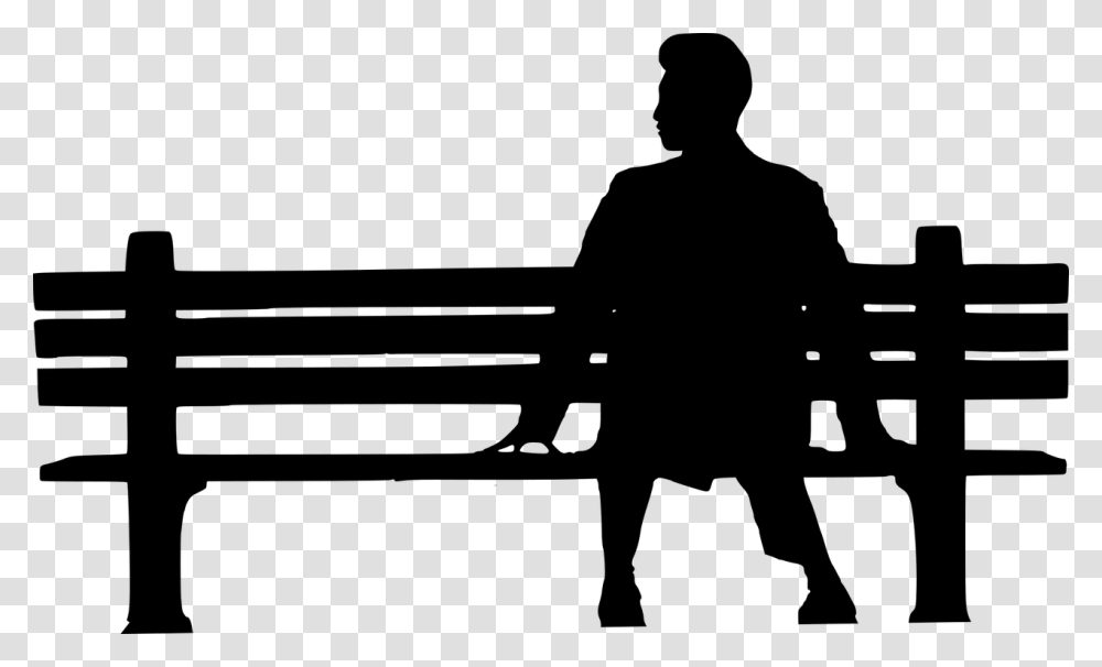 Ftestickers Bench Man Sitting Silhouette Forrest Gump Clipart, Gray, World Of Warcraft Transparent Png