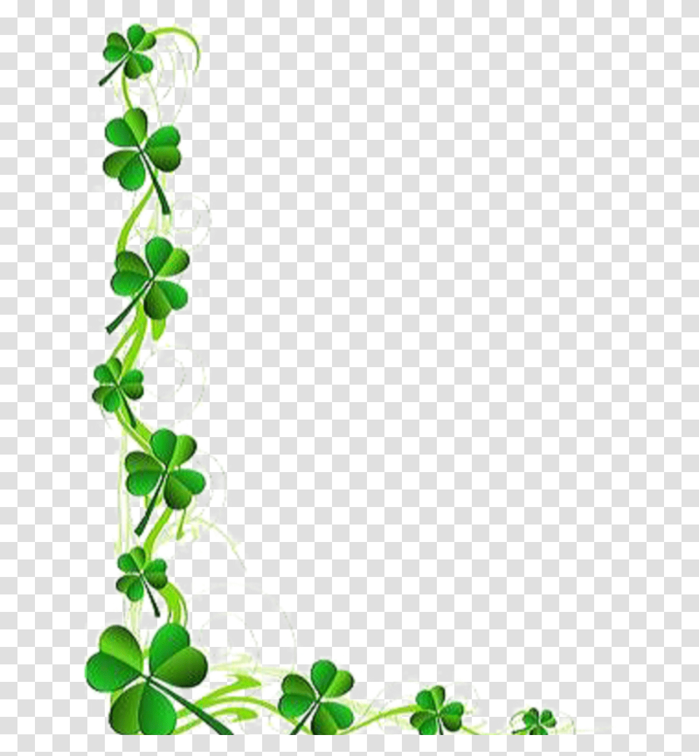 Ftestickers Border Corner Shamrocks Fourleafclover Border St Patrick's Day Clip Art, Floral Design, Pattern Transparent Png