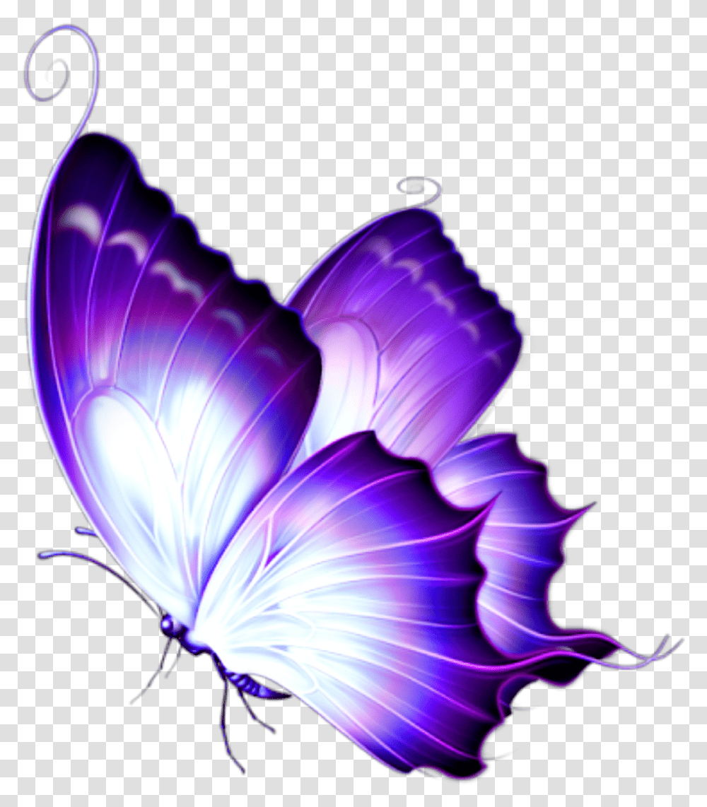 Ftestickers Butterfly Luminous Purple Blue Glowing Butterfly, Ornament, Pattern Transparent Png