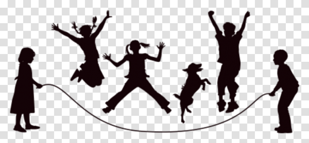 Ftestickers Children Jumprope Jumping Silhouette Freet Children Silhouette, Person, Back, Leisure Activities, Dance Pose Transparent Png