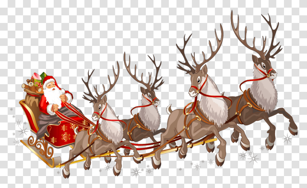 Ftestickers Christmas Santaclaus Sleigh Reindeer Background Santa Sleigh, Horse, Mammal, Animal, Wildlife Transparent Png