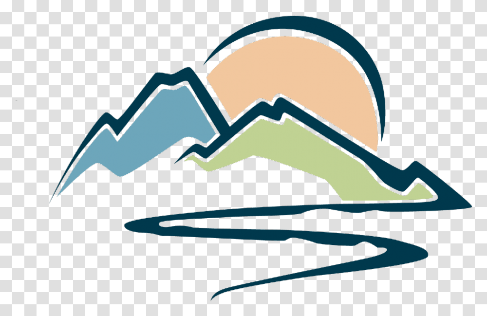 Ftestickers Clipart Cartoon Landscape Mountains Mountain River Logo, Hammer, Axe, Outdoors, Nature Transparent Png