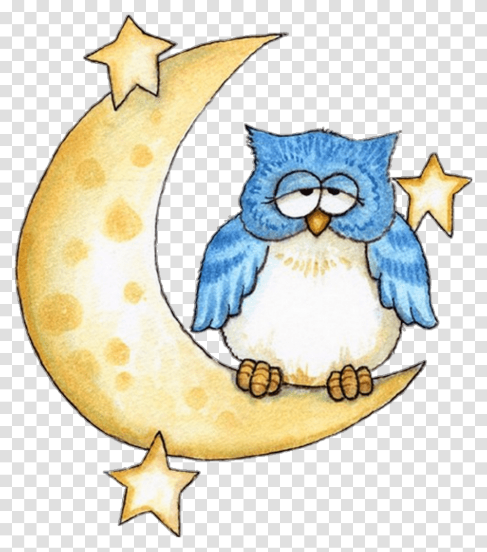 Ftestickers Clipart Cartoon Moon Stars Owl Cute Donde Duerme El Buho, Horseshoe, Star Symbol Transparent Png