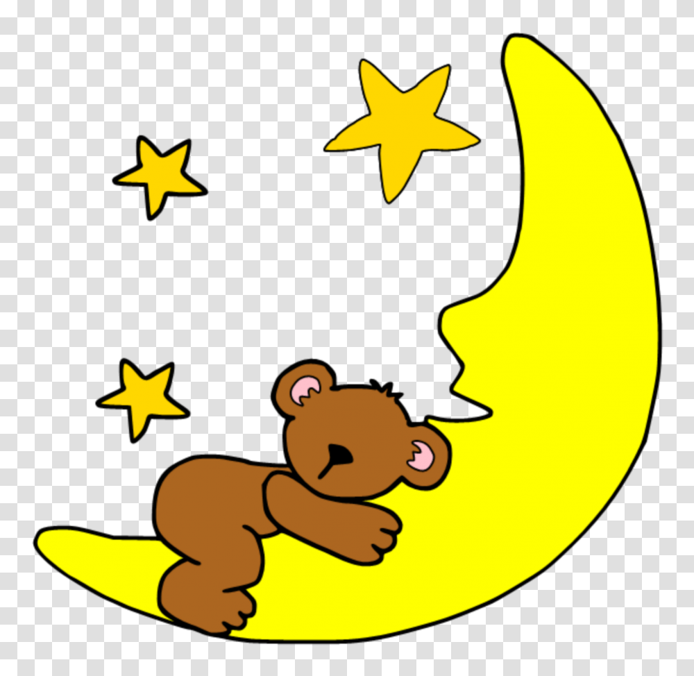 Ftestickers Clipart Cartoon Moon Teddybear Cute, Star Symbol Transparent Png