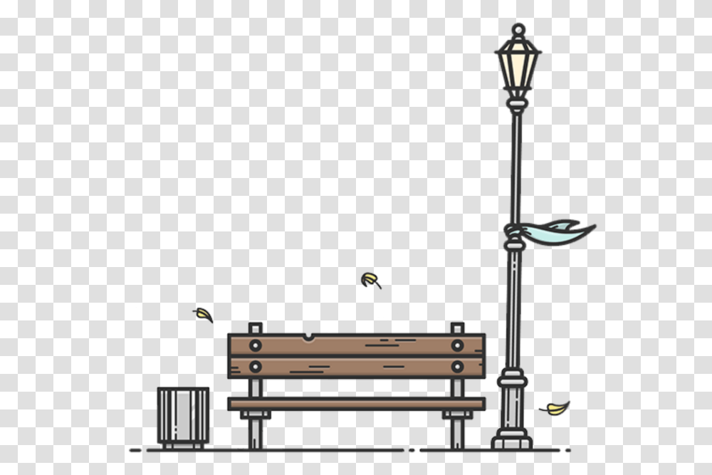 Ftestickers Clipart Cartoon Park Bench Lamppost Lamppost In Park Cartoon, Furniture, Tabletop, Stand, Shop Transparent Png