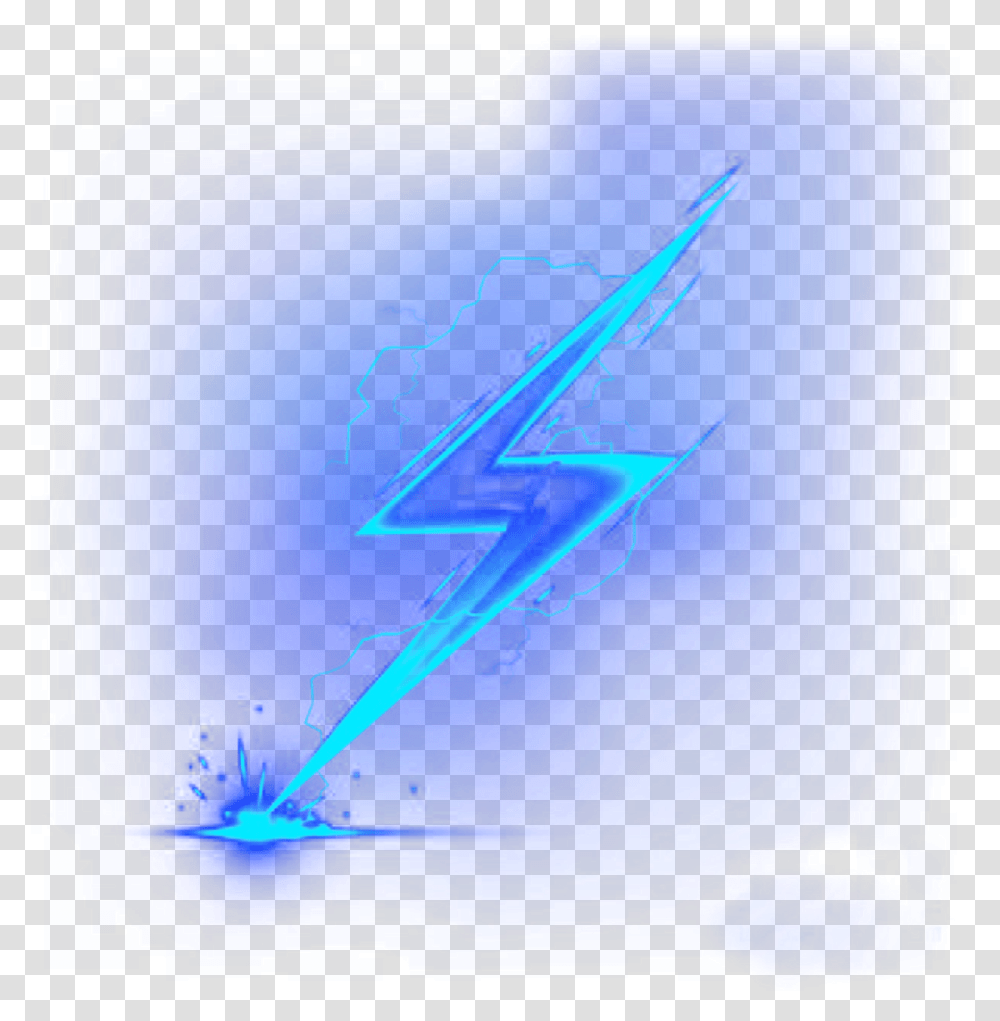 Ftestickers Clipart Lightningbolt Blue Blue Lightning Bolt, Neon Transparent Png