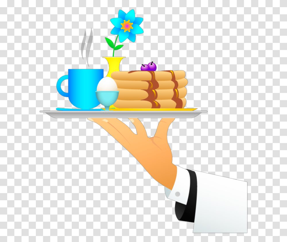 Ftestickers Clipart Pancakes Breakfast Waiter Good Morning Have A Colourful Day, Coffee Cup, Person, Human, Birthday Cake Transparent Png