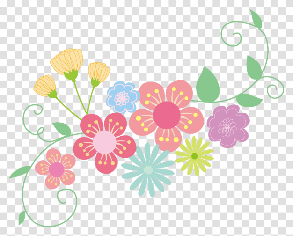 Ftestickers Clipart Springtime Flowers Corner Flower Corner Border Clipart, Floral Design, Pattern, Rug Transparent Png