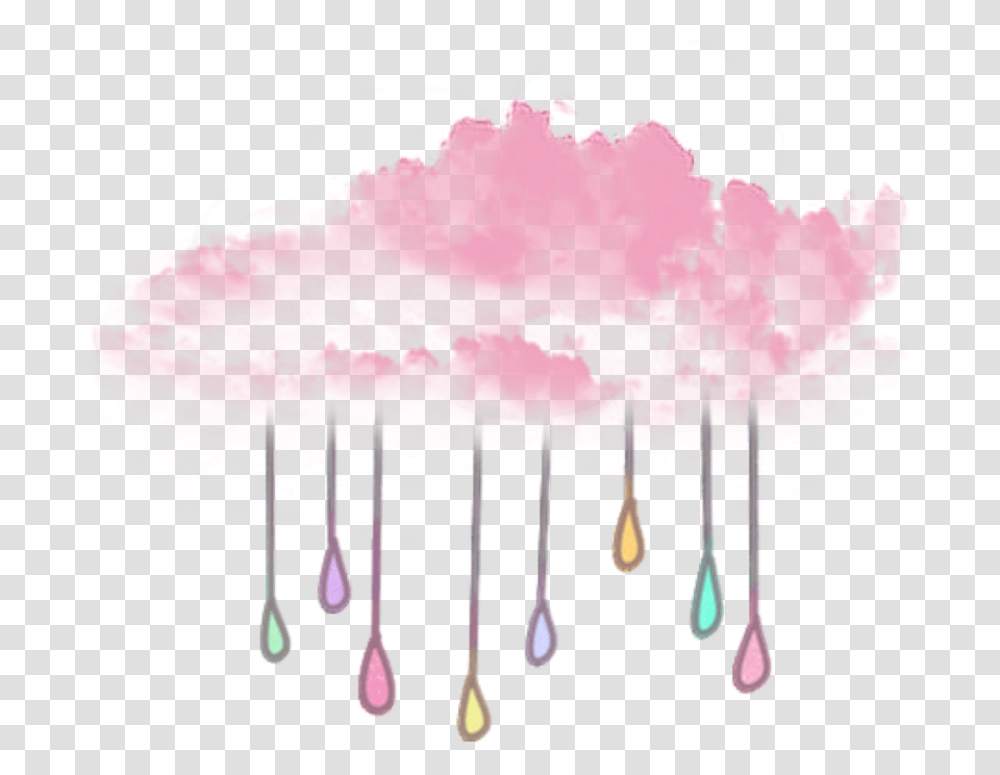 Ftestickers Cloud Pinkcloud Rain Illustration Colorful Pink Cloud, Cutlery, Outdoors, Animal Transparent Png