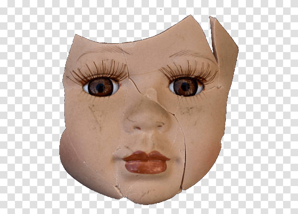 Ftestickers Doll Broken Cracked Vintage Creepy Creepy Doll Broken Face, Head, Toy Transparent Png