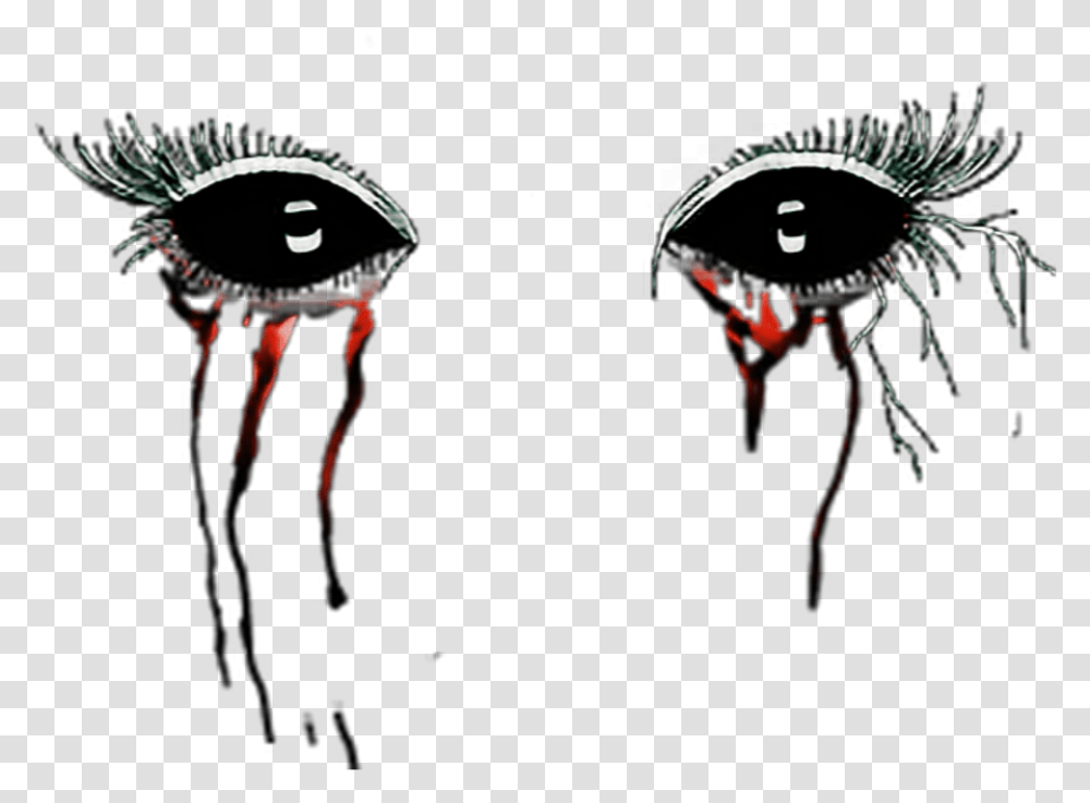Ftestickers Eyes Blood Bloodytears Horror Creepy Savedf Demon Eyes Background, Person, Human, Apparel Transparent Png