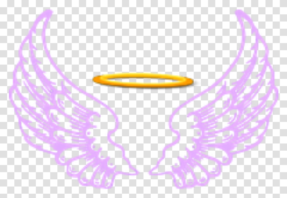Ftestickers Fantasyart Angel Wings Halo Purple Heart With Angel Drawing Of Wings, Symbol, Emblem, Graphics, Logo Transparent Png