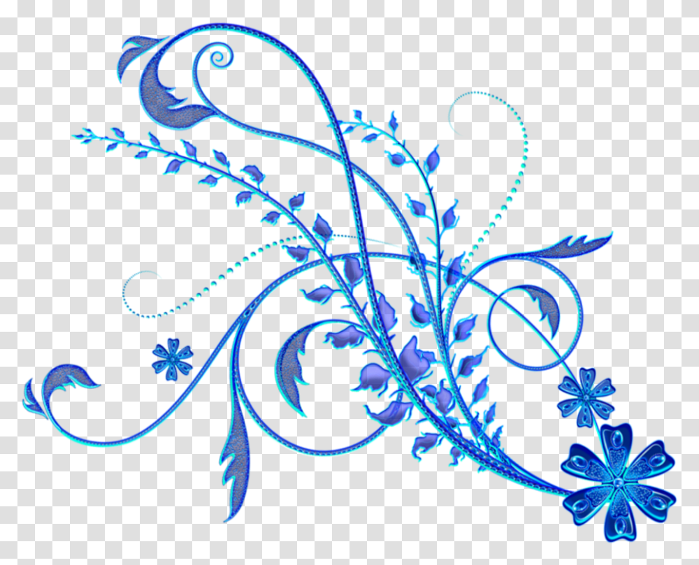 Ftestickers Florals Decorative Corner Border Blue Blue Floral Ornament, Pattern, Floral Design Transparent Png