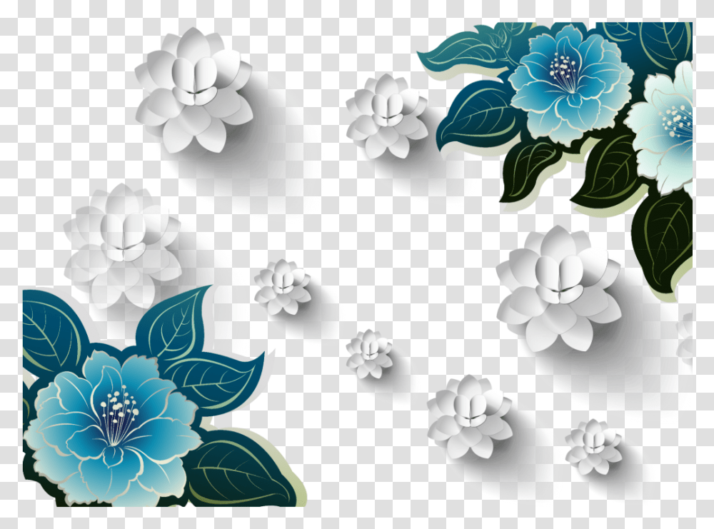 Ftestickers Flowers Border Papercut 3deffect Teal Blue Flower, Floral Design, Pattern Transparent Png
