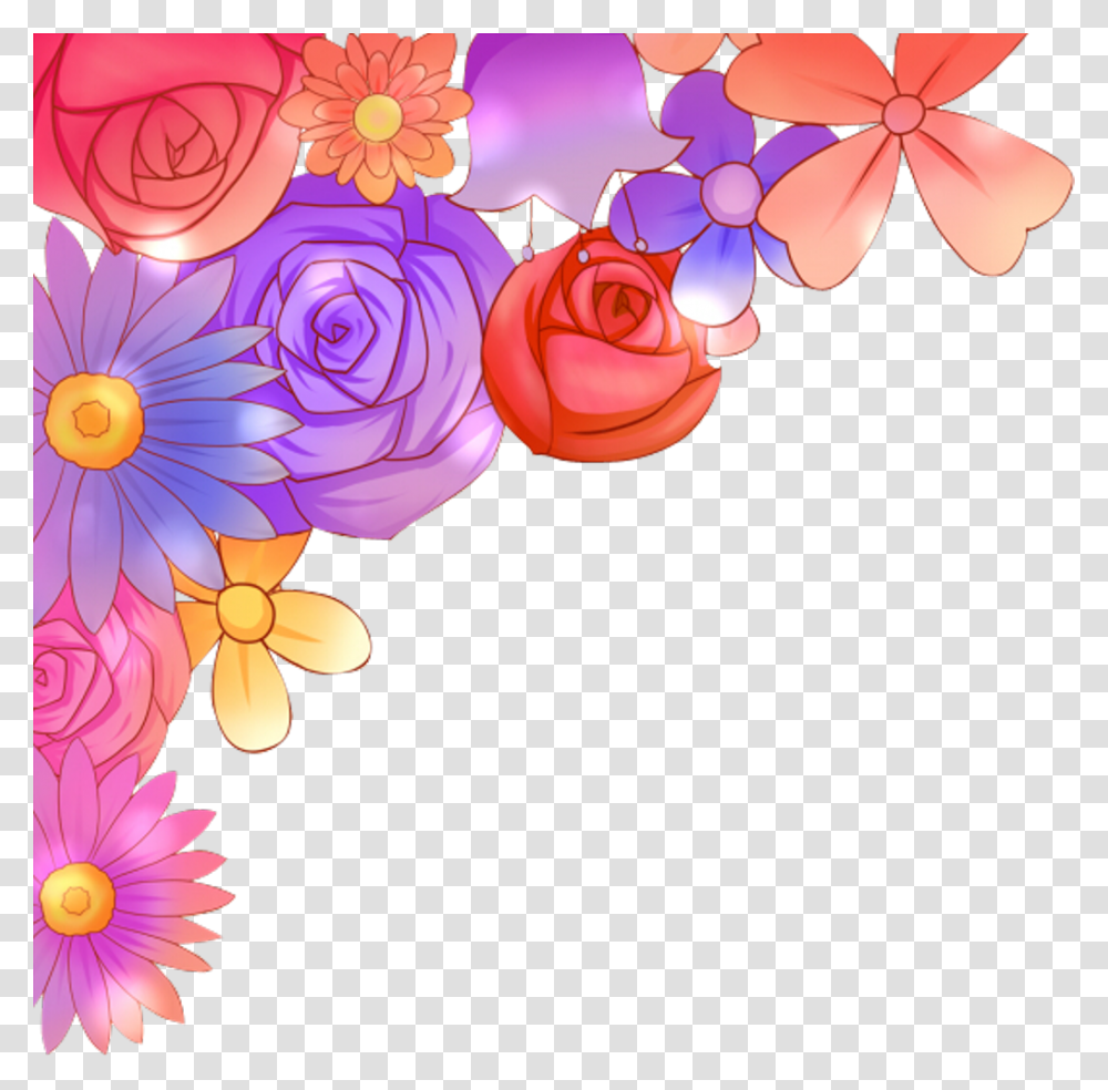 Ftestickers Flowers Corner Border Flower Stickers Border, Graphics, Art, Floral Design, Pattern Transparent Png