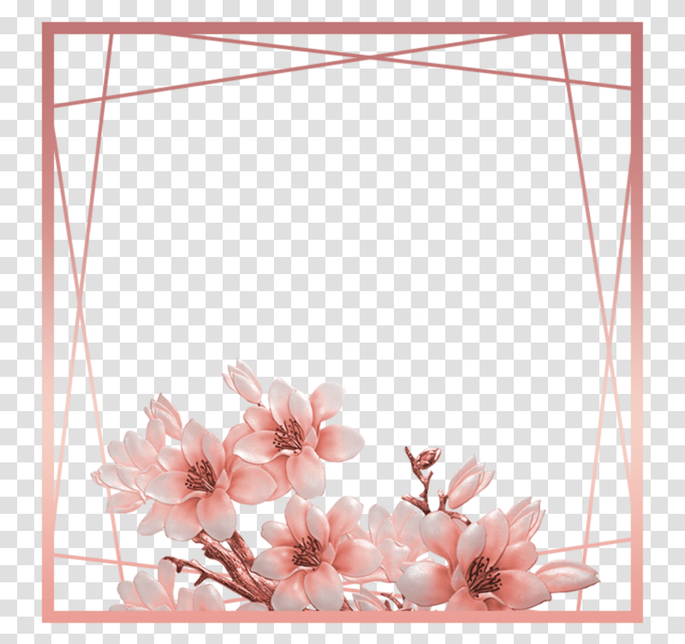 Ftestickers Flowers Frame Borders Rosegold Pink Rose Gold Border, Plant, Blossom, Cherry Blossom Transparent Png