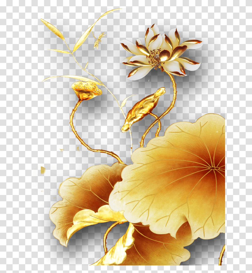 Ftestickers Flowers Lotus Gold Golden 3deffect Gold Lotus Flower, Floral Design, Pattern Transparent Png