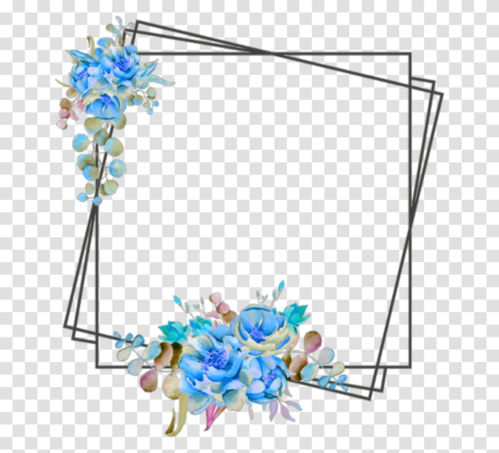 Ftestickers Frame Borders Flowers Blue Clipart Flower Frame Border Design, Bow, Floral Design, Pattern Transparent Png
