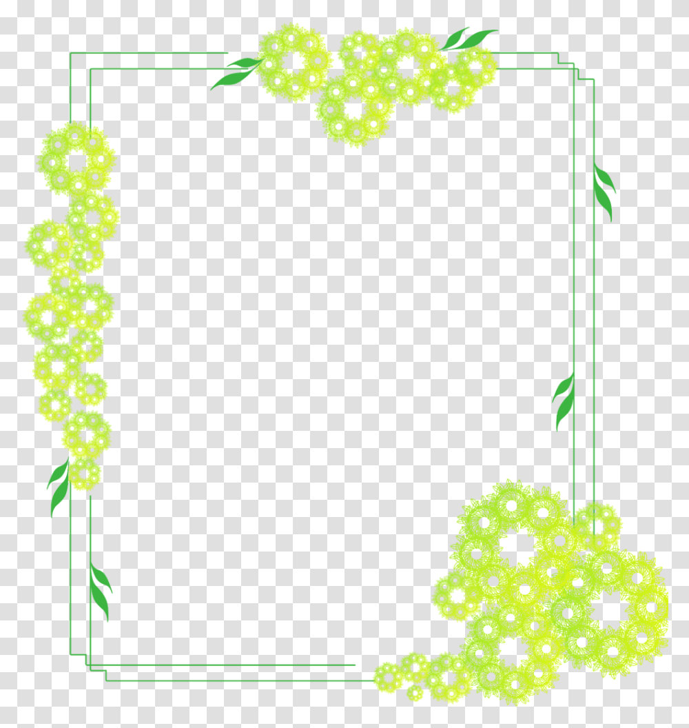 Ftestickers Frame Borders Flowers Neon Luminous Neon Green Flower Border, Floral Design, Pattern Transparent Png