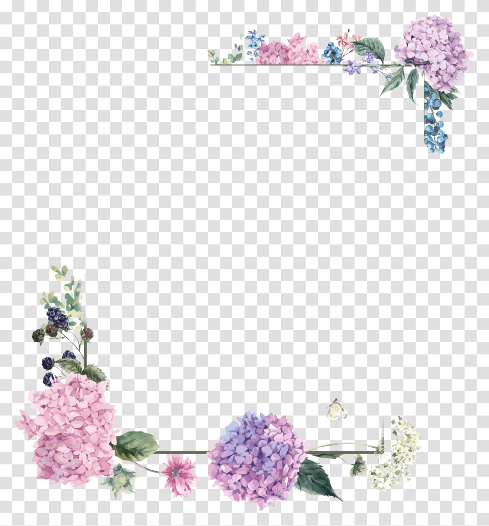 Ftestickers Frame Borders Watercolor Flowers Pink Floral Frame Square, Plant, Floral Design, Pattern Transparent Png