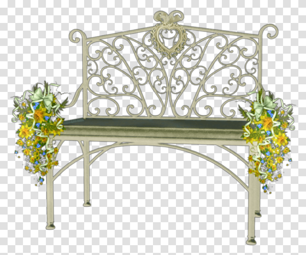 Ftestickers Garden Park Bench Flowers Outdoor Bench Full Bench, Furniture, Gate, Plant, Couch Transparent Png