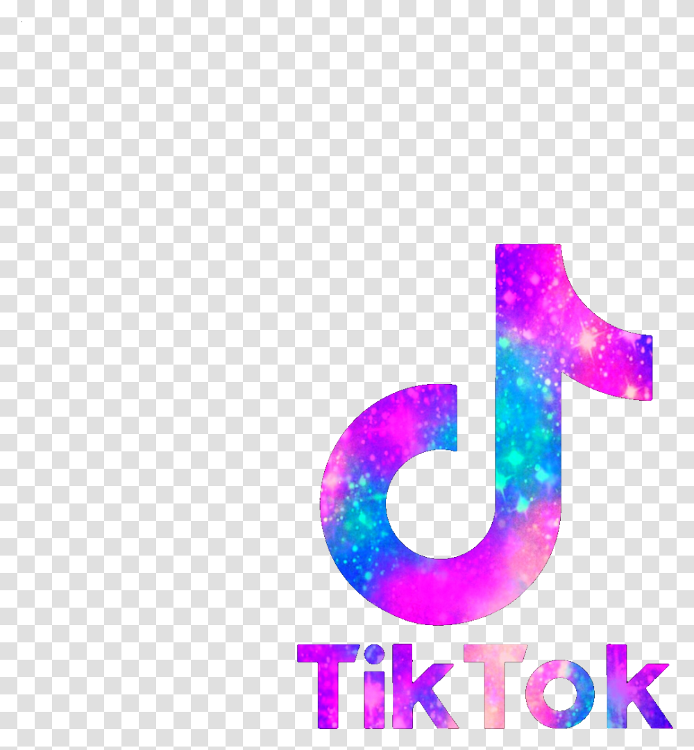 Ftestickers Glitter Sparkle Tiktok Tiktoklogo Galaxy Tik Tok Logo Rosado, Text, Alphabet, Symbol, Number Transparent Png