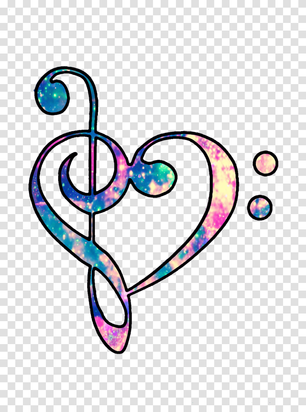 Ftestickers Hearts Love Music Trebleclef Musicnotes Colorful Treble Clef Heart, Pattern, Ornament, Fractal Transparent Png