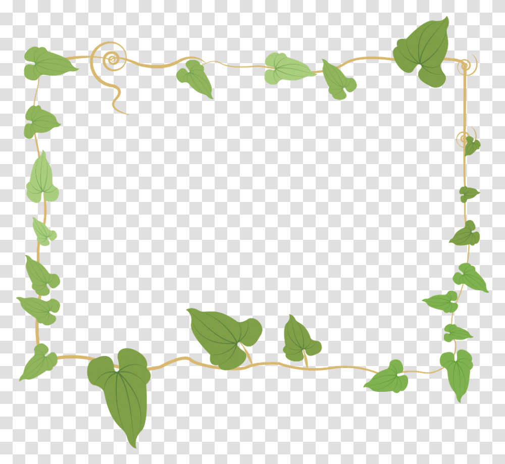 Ftestickers Leaves Frame Borders Green Green, Plant, Leaf, Vine Transparent Png
