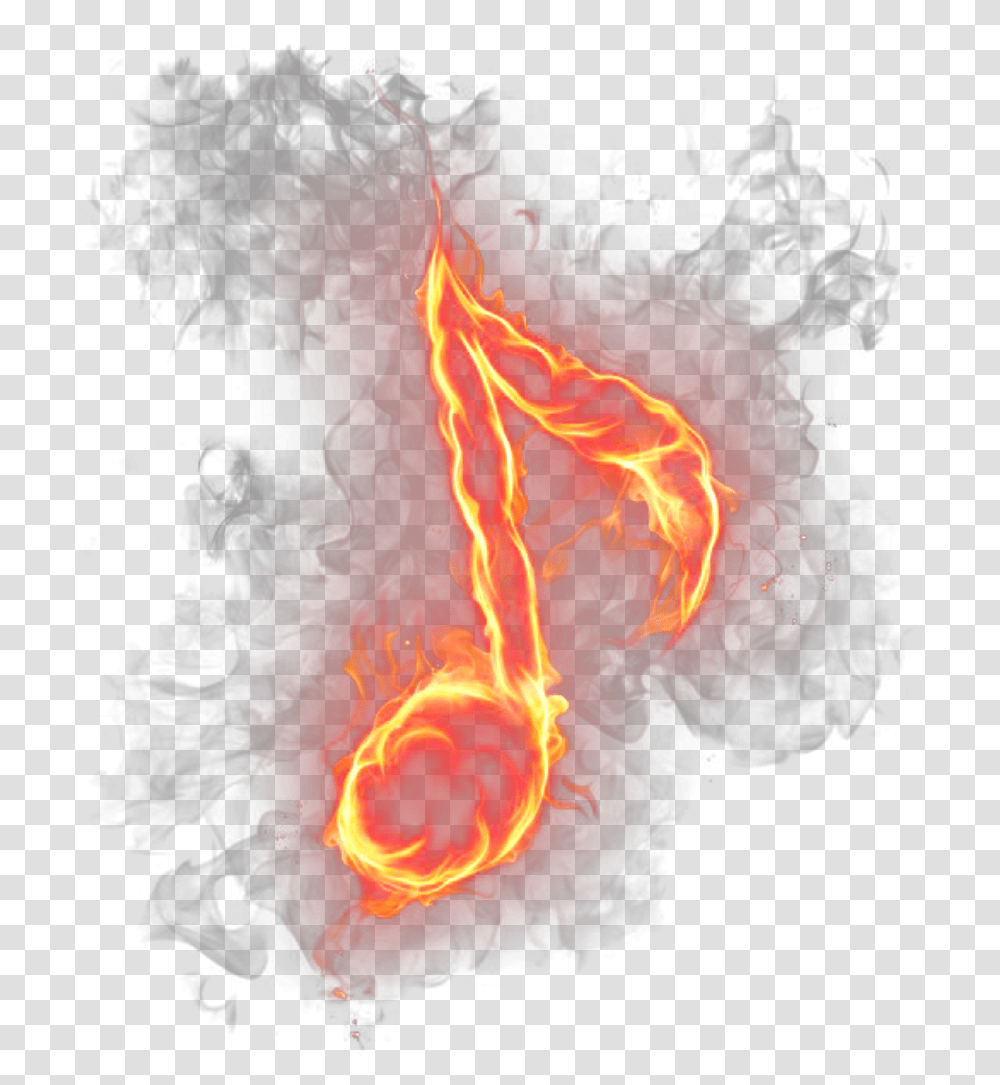 Ftestickers Music Musicnote Fire Flames Fire Music Note Background, Nature, Outdoors, Bonfire, Mountain Transparent Png