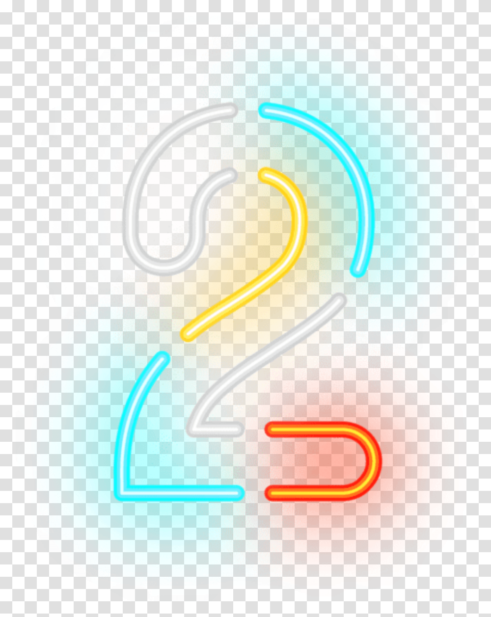 Ftestickers Numbers 2 Neon Luminous Colorful Neon Number 2, Light Transparent Png