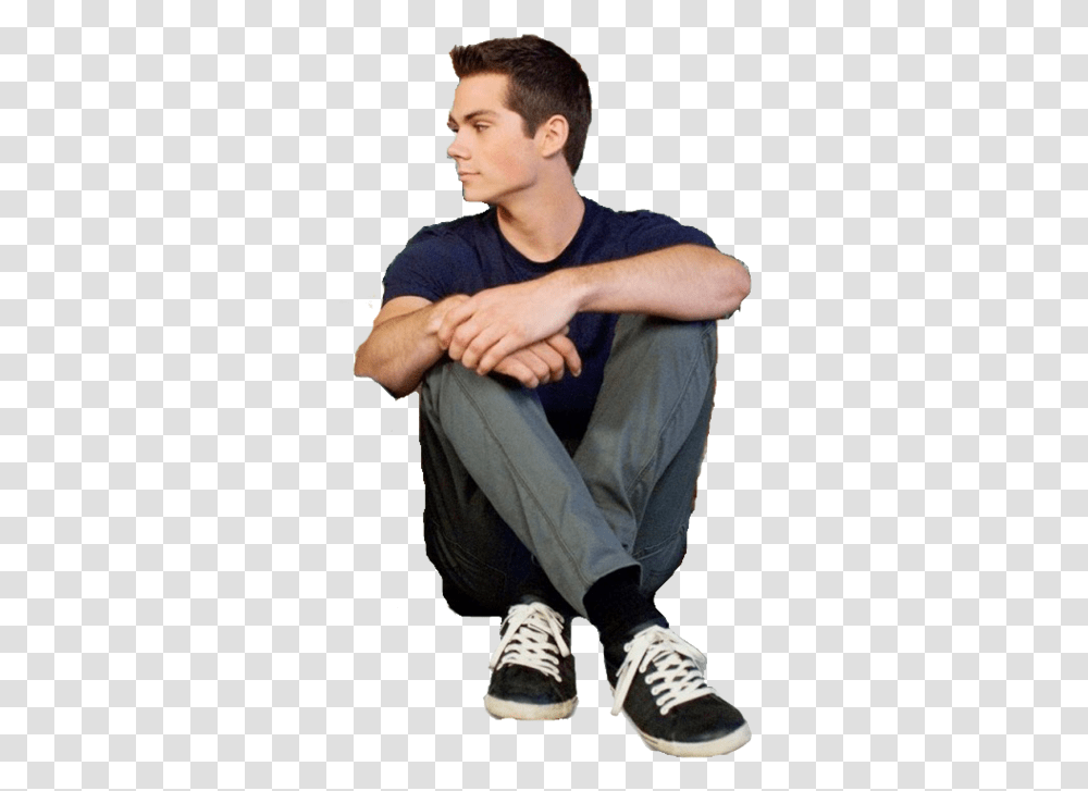 Ftestickers People Man Sitting Dylan O Brien Sit, Pants, Shoe, Person Transparent Png