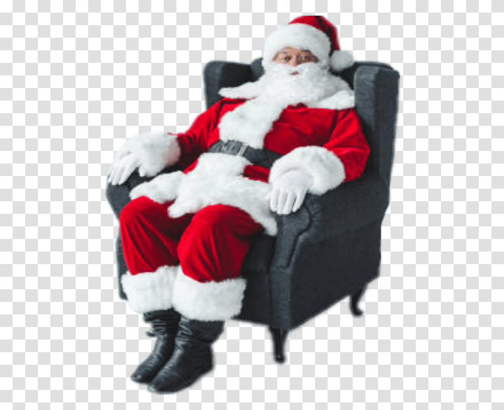 Ftestickers Santa Sit Relax Chair Christmas Danial8986 Santa Sitting On Chair, Furniture, Cushion, Apparel Transparent Png
