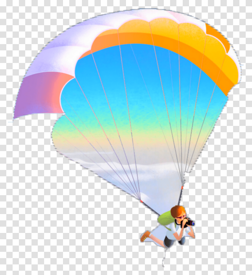 Ftestickers Skydiving Skydiver Colorful Parachute Animation, Adventure, Leisure Activities, Balloon, Gliding Transparent Png