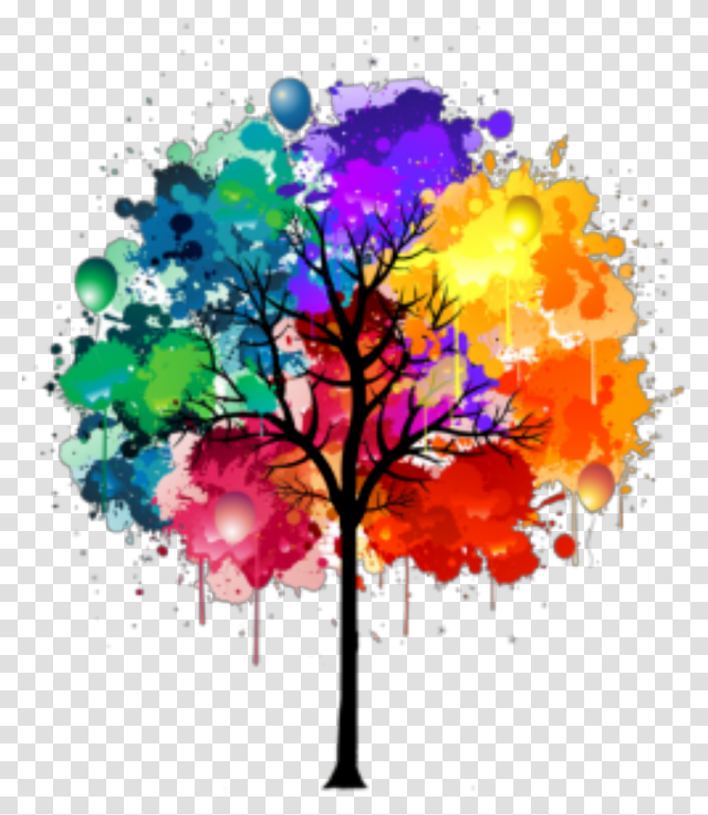 Ftestickers Tree Colors Colorful Colorsplash Watercolor Ideas Tree, Pattern, Ornament Transparent Png