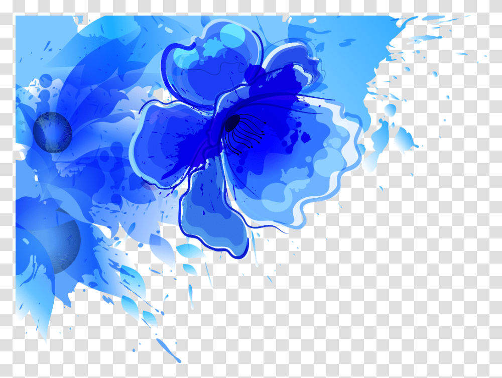 Ftestickers Watercolor Blue Flower Border, Plant, Graphics, Art, Hibiscus Transparent Png