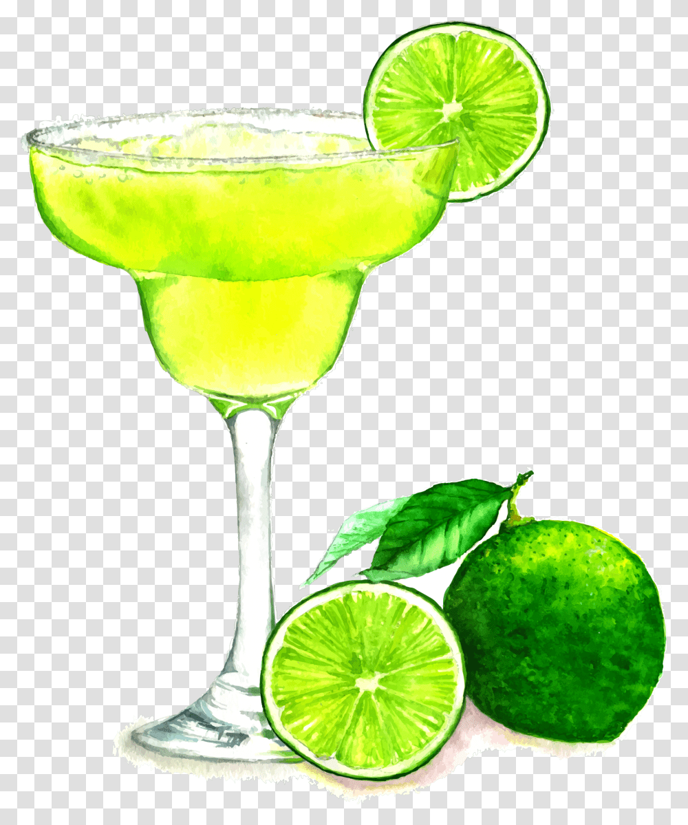 Ftestickers Watercolor Drink Cocktail Margarita, Lime, Citrus Fruit, Plant, Food Transparent Png