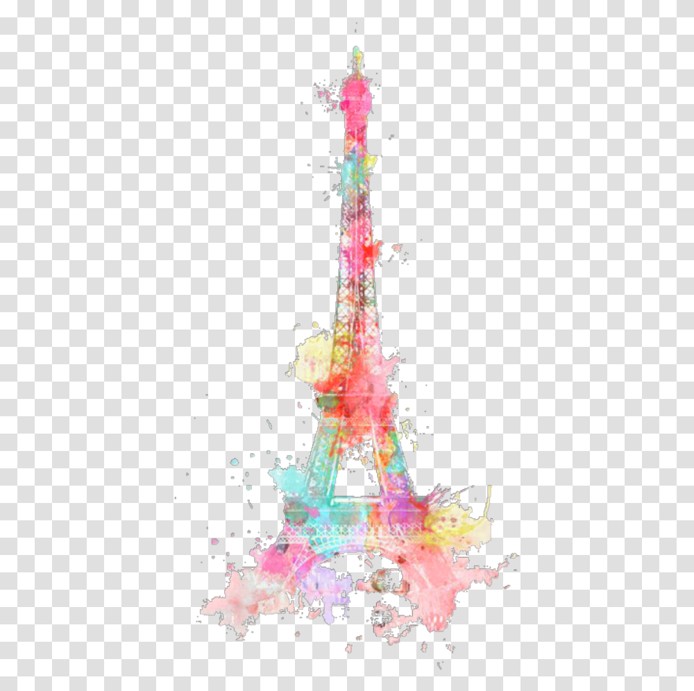 Ftestickers Watercolor Eiffeltower Paris Colorful Freet Cute Eiffel Tower, Architecture, Building, Spire, Steeple Transparent Png